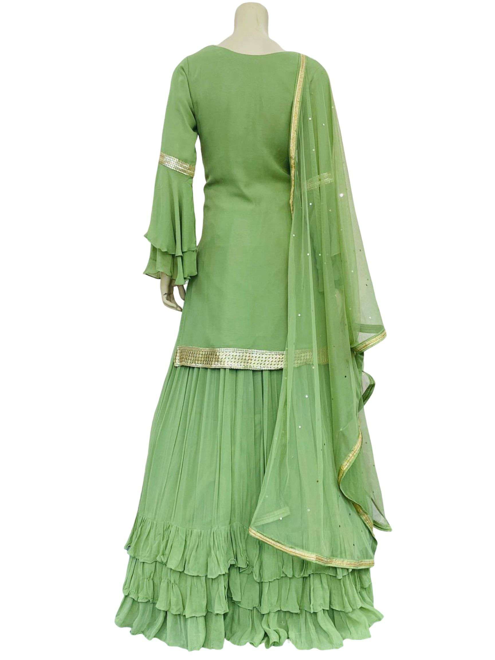 Pista green Color Sharara Suit