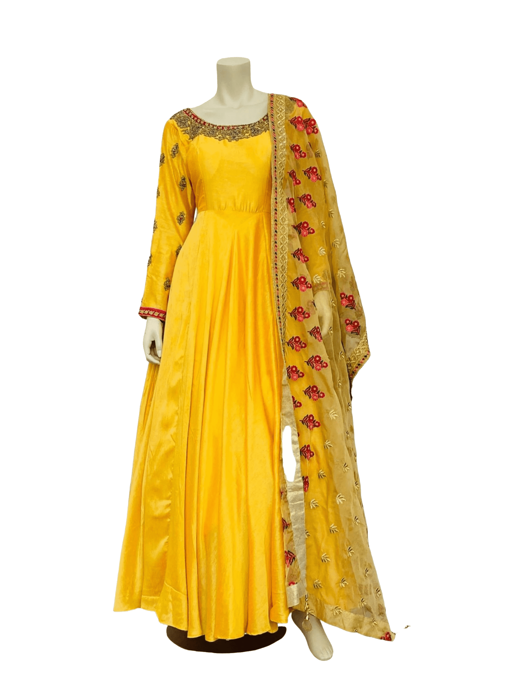 Summery Yellow Anarkali with beautiful Dupatta