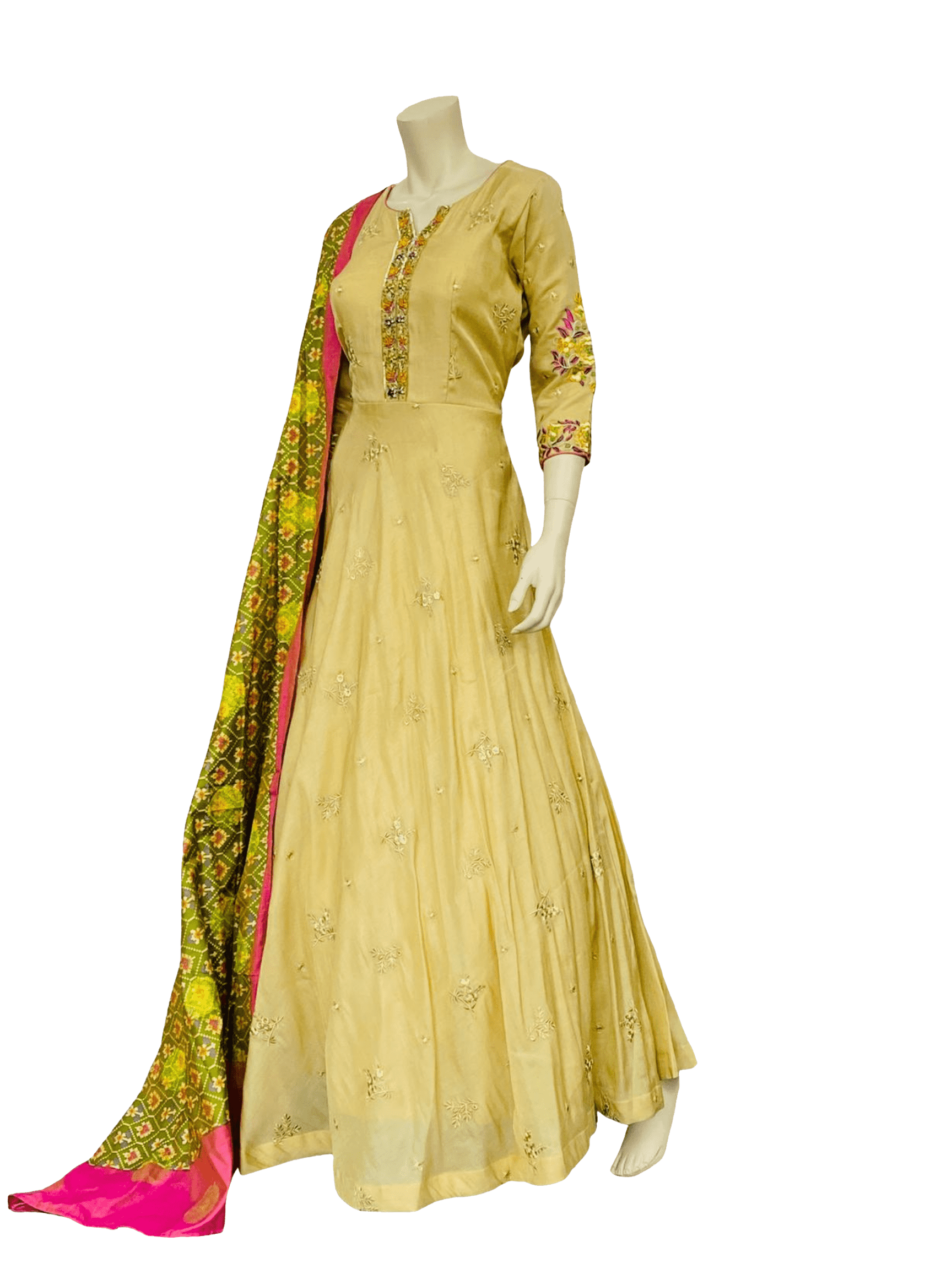 Gold color Anarkali Gown