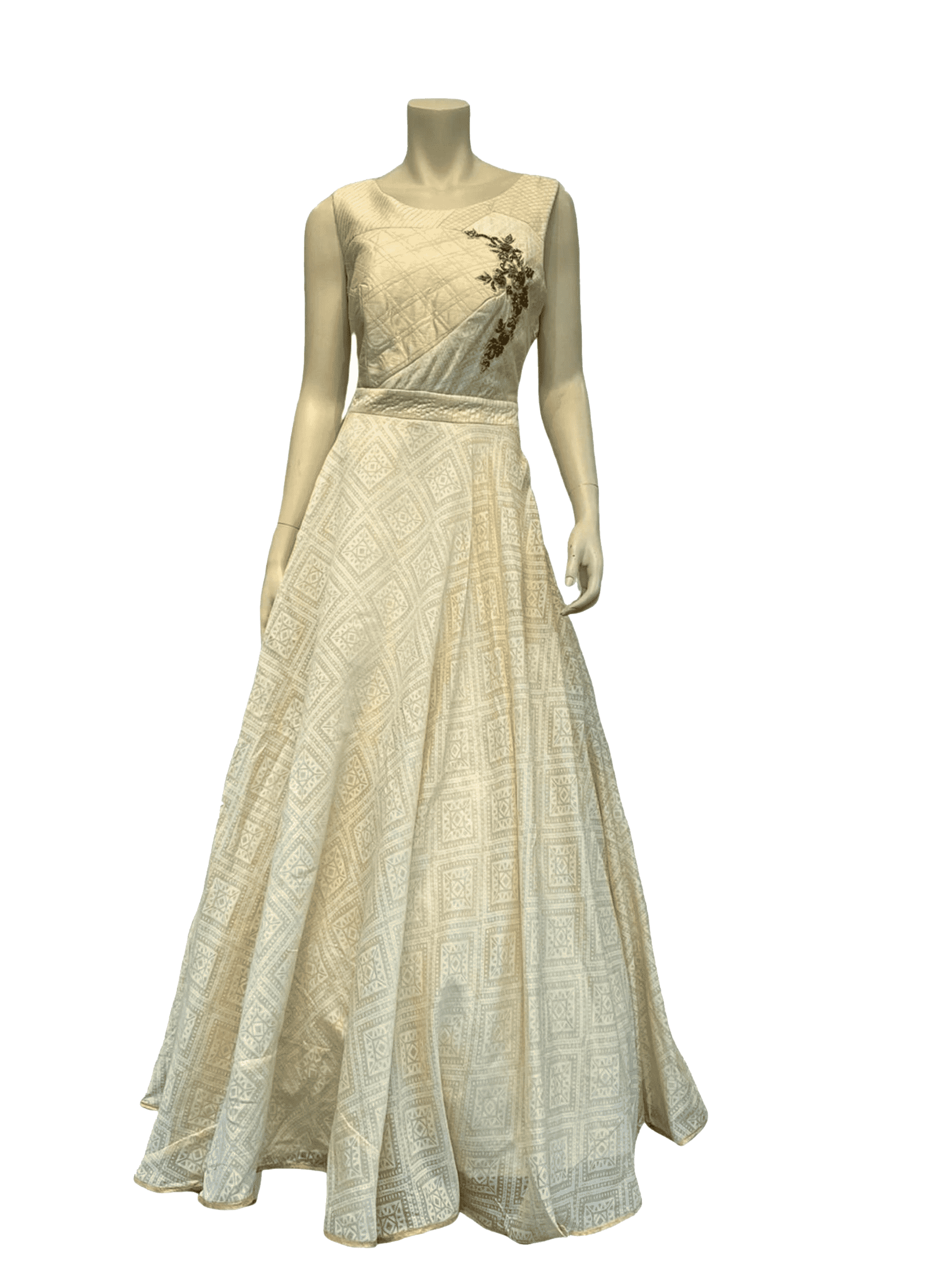 Cream Colour Gorgeous Anarkali Gown with handwork embrodery