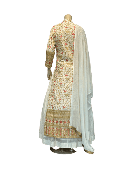 Silver and white design Anarkali Gown