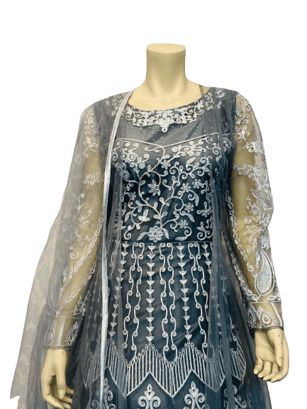Black and Gray Shade Anarkali Gown