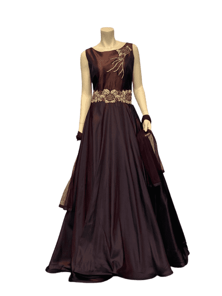 Dark Marron Anarkali Gown