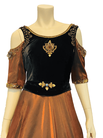Black and yellow shade Anarkali Gown