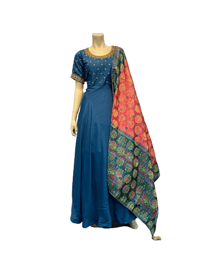 Blue and Red Anarkali Gown