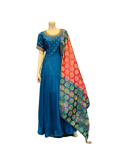 Blue and Red Anarkali Gown