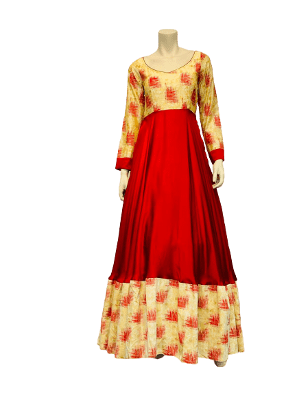 Orange and Yellow Anarkali Gown