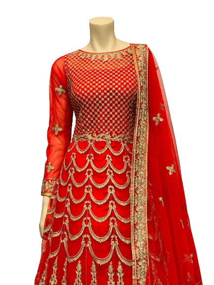 Dark Red Anarkali Gown