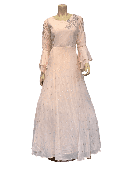 White PInk Anarkali Gown