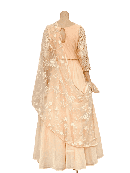 Off Orange white Anarkali Gown