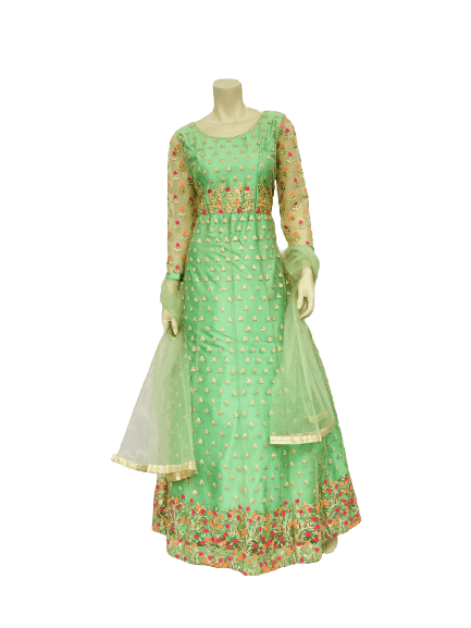 Off Green Anarkali Gown 2