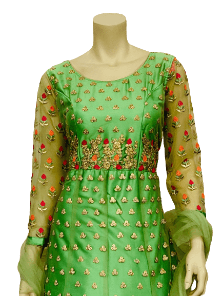 Off Green Anarkali Gown 2