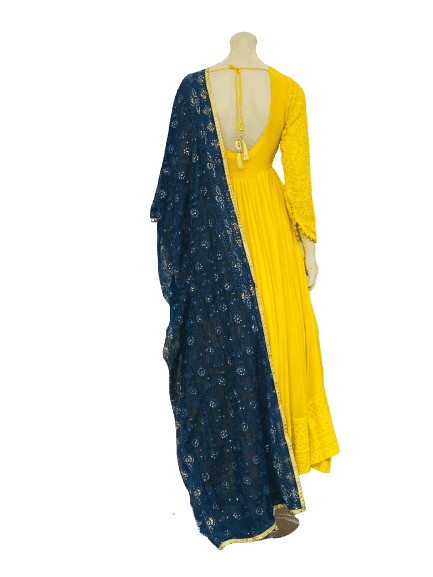 Yellow and Black Anarkali Gown