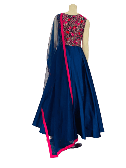 Pink and Blue Anarkali Gown