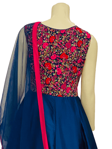 Pink and Blue Anarkali Gown