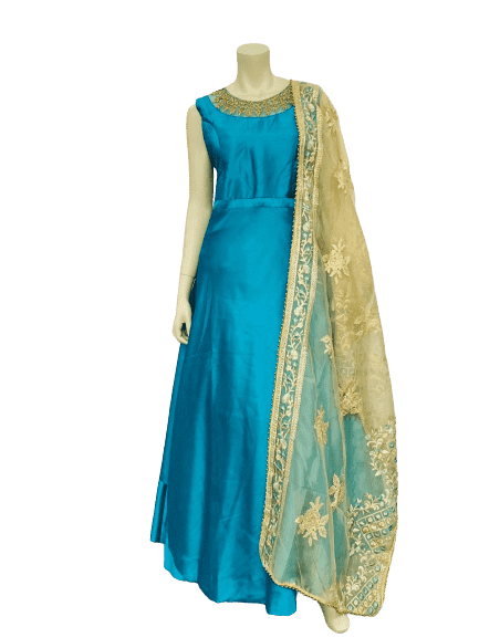 Green and Yellow Anarkali Gown