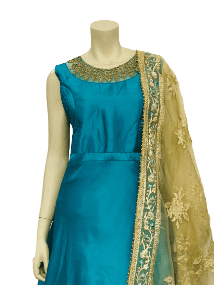 Green and Yellow Anarkali Gown