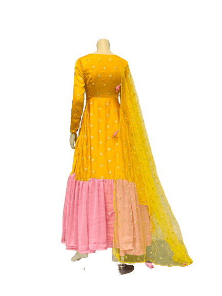 Yellow and Pink ColorCombination Lehenga Choli