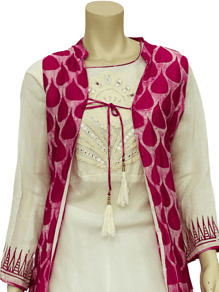Pink and White Color Kurti